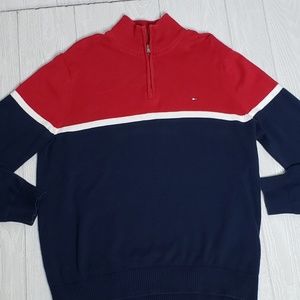 Tommy Hilfiger Mens Size Large 3/4 Zip Sweater